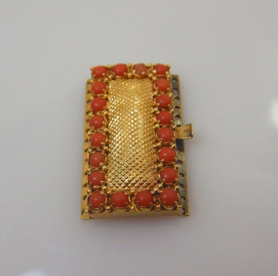 Antique Victorian 18ct Gold & Coral Necklace Clasp - image 1