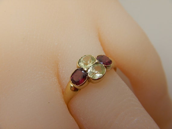 Antique Victorian 18CT Gold , Topaz & Garnet Ring - image 6