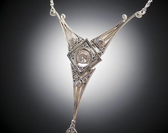 Art Deco Platinum , Diamonds, & 18ct Gold Necklace