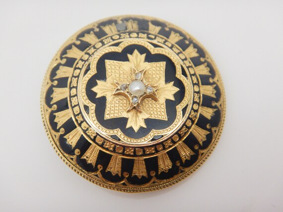Antique Victorian mourning brooch pendant locket 1
