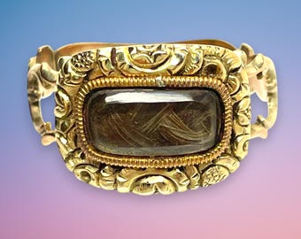Antique 9CT  Georgian Gold Morning memorial Ring size P 1/2
