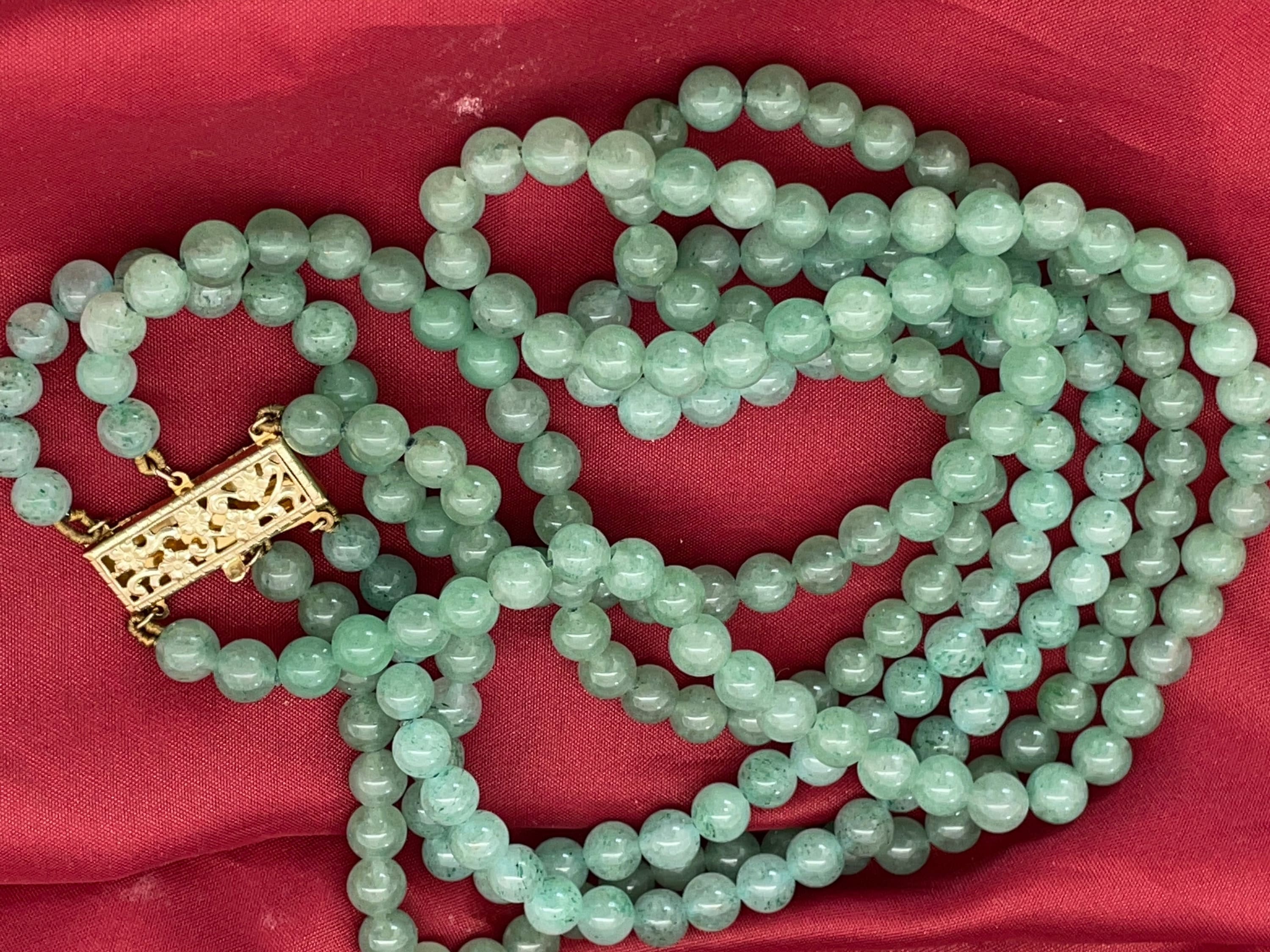 La Più Nobile Collana Con Ciondolo Da Sposa In Giada Verde A 2 File - Foto 5