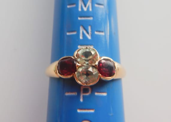 Antique Victorian 18CT Gold , Topaz & Garnet Ring - image 5