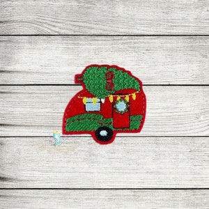 Christmas Camper Digital Embroidery Feltie Design File Patch