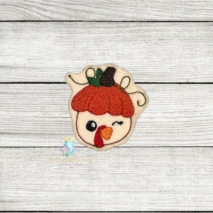 Pumpkin Turkey Face Digital Embroidery Feltie Design File Patch | ITH Feltie Files | ITH Autumn Design Files | ITH Fall Feltie Files