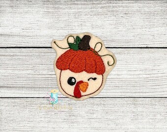 Pumpkin Turkey Face Digital Embroidery Feltie Design File Patch | ITH Feltie Files | ITH Autumn Design Files | ITH Fall Feltie Files