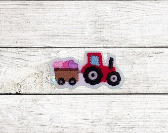 Heart Tractor Digital Embroidery Feltie Design File Patch | ITH Valentine Day Feltie Design Files | Farm Feltie Design Files