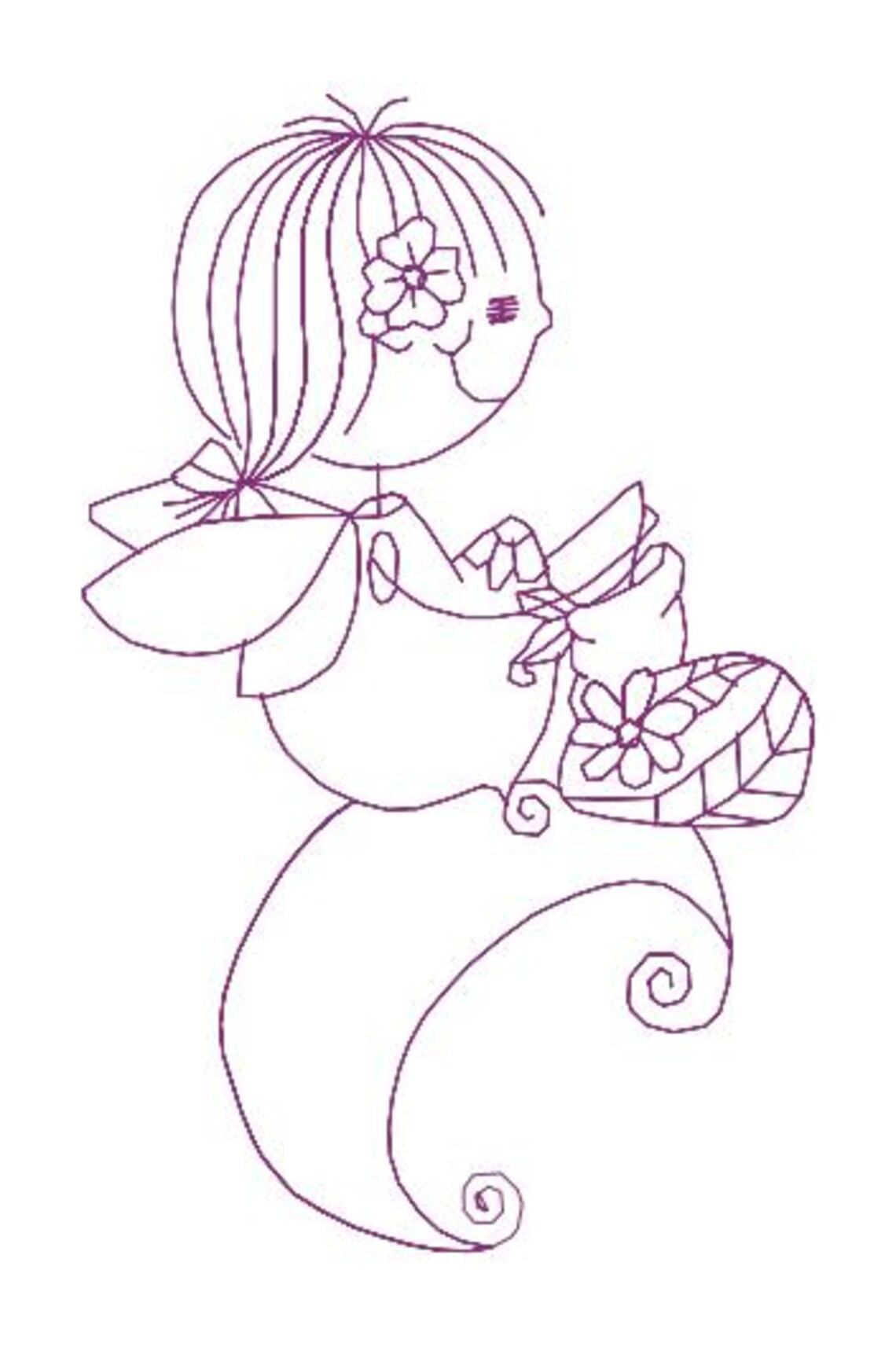 Fairy Girl on Moon Digital Embroidery Feltie Design File | ITH Project ...
