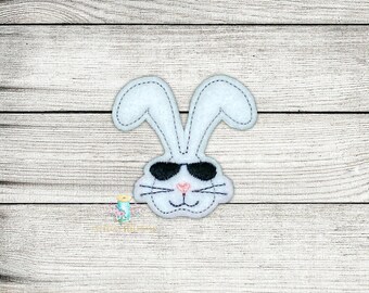 Cool Bunny Feltie Patch Digital Embroidery Design File Patch | Easter Feltie Design Files | ITH Feltie Files