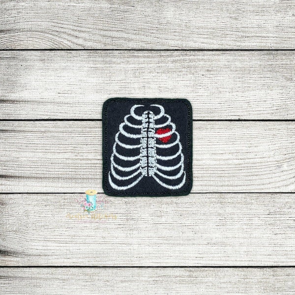 Ribcage With Stitches Feltie Patch Digital Embroidery Design File Patch