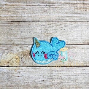 Narwhal 1 Patch Feltie Digital Embroidery Design File Patch