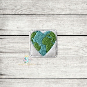 Hjärta Planet Feltie Patch Digital Broderi Design Fil Patch | Jordens Dag Feltie Broderi Design Filer | Planet Feltie Filer