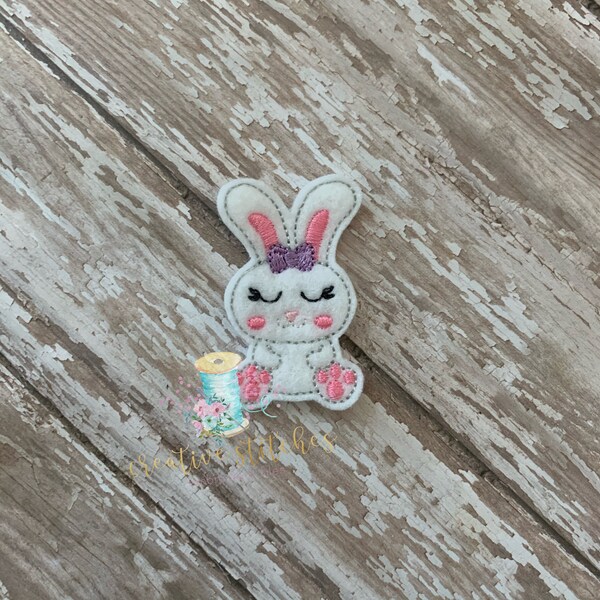 Sweety Bunny with a bow Feltie Patch Digital Embroidery Design File Patch