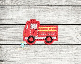 Fire Truck Digital Embroidery Feltie Design File Patch
