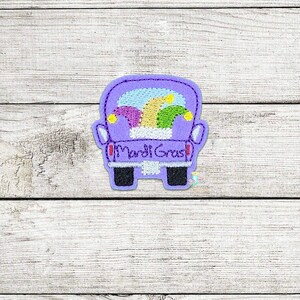 Mardi Gra Truck Digital Embroidery Feltie Design File Patch | ITH Mardi Gras Feltie Design Files | Holiday Feltie Design Files