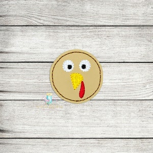 Turkey Face Feltie Digital Embroidery Design File Patch | ITH Thanksgiving Feltie Design Files