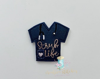 Scrub Life Digital Bordado Feltie Diseño Archivo Parche