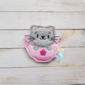Teacup Cat Feltie Digital Design File | ITH Animal Feltie Files | ITH Feltie Files | ITH Cute Feltie Files