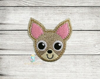 Chico Chihuahua Digital Embroidery Feltie Design File Patch | Doggy Feltie Design Embroidery Files | Animal Feltie Design Embroidery Files