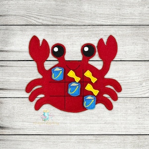 Crab TTT Digital Embroidery Feltie Design File Patch | ITH Fun Projects | ITH Kid Games