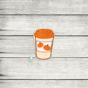 Pumpkin Spice Coffee Digital Embroidery Feltie Design File  | ITH Fall Autumn Feltie Files | Thanksgiving Feltie Design Files