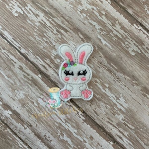 Sally Bunny Feltie Aufnäher Digitale Stickdatei Stickmuster | Ostern Feltie Designdateien | ITH Feltie Files