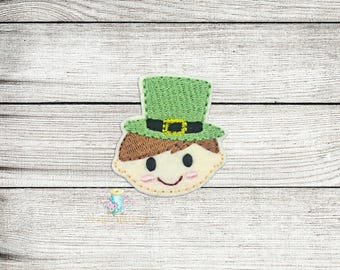Leprechaun Boy Face Digital Embroidery Feltie Design File Patch | ITH Saint Patrick's Day Feltie Design Files