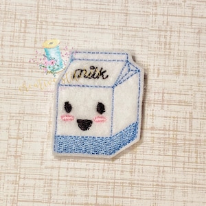 Happy Milk Patch DIGITAL Embroidery Design File | ITH Food Feltie Designs | ITH Feltie Files