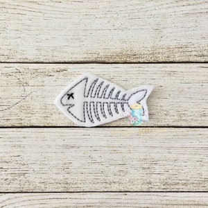 Fish Bones Digital Embroidery Feltie Design File Patch | Food Feltie Design Files
