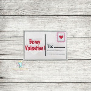 Valentines Post Card Digital Embroidery Feltie Design File | 3D Bow ITH Hair Accessories Feltie Digital Design Files