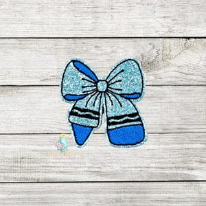 Crayon Bow Feltie Patch Digital Embroidery Design File | School Feltie Design Files | Diseños digitales para Felties