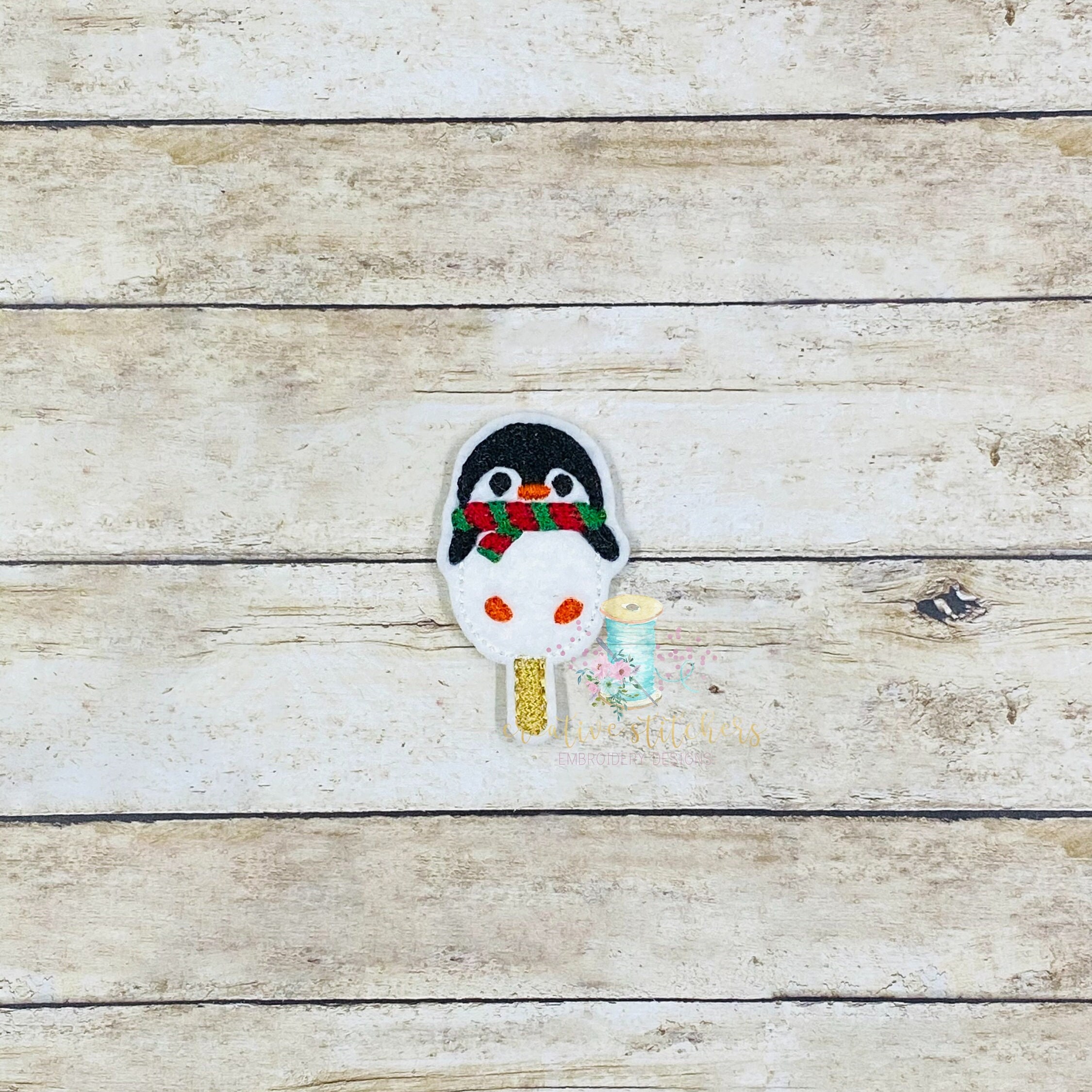 Fichier numérique feutre crème glacée Pingouin | Patch de fichier de conception de broderie Feltie | Projets ITH