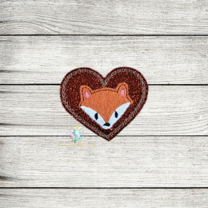 Patch de arquivo de design Feltie bordado digital Heart Fox Feltie