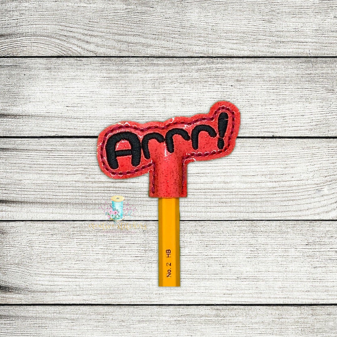 Arrr! Pencil Topper Digital Embroidery Design File Patch - Etsy