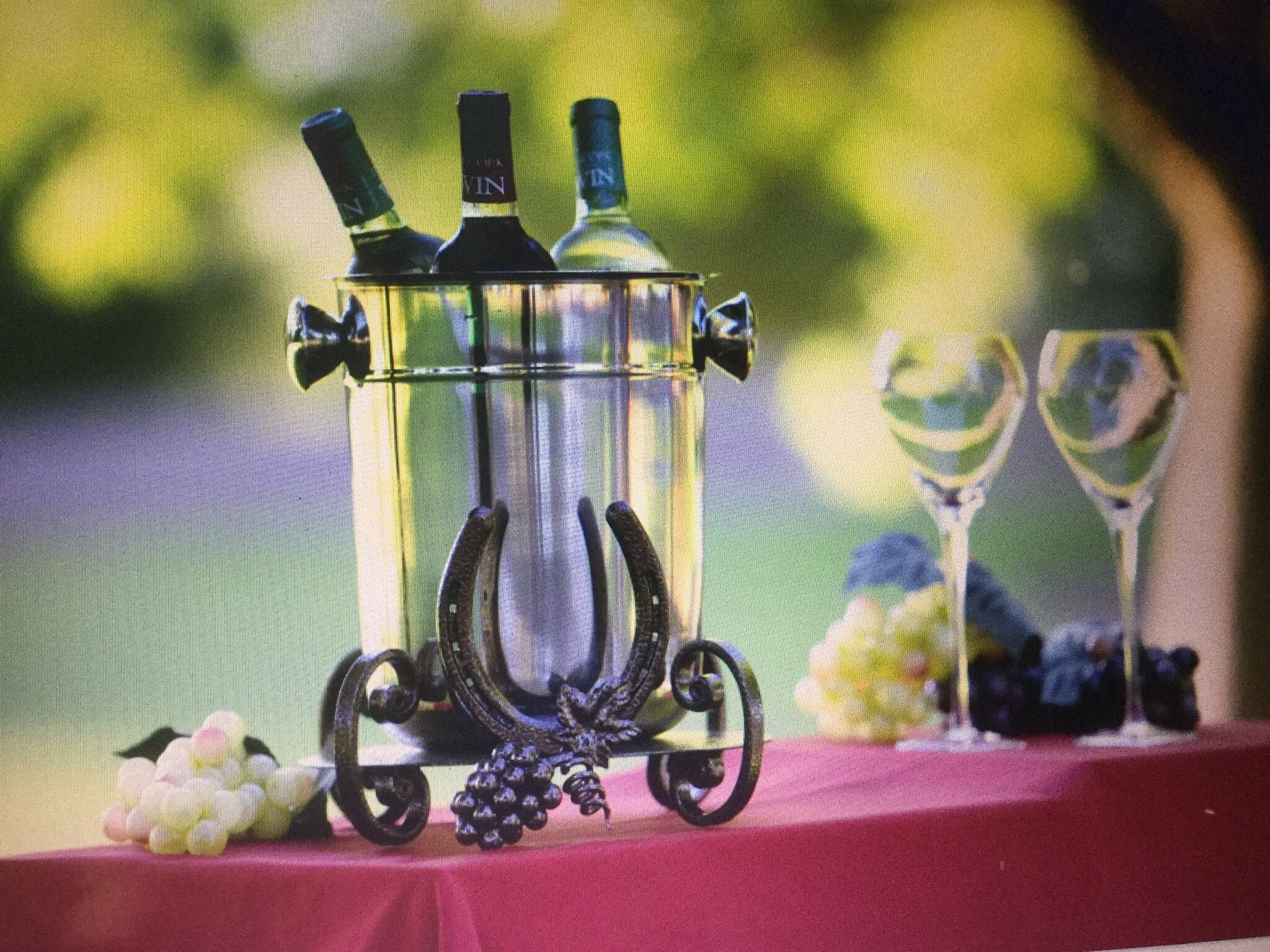 Tabletop Wine Bucket Stand/wrought Iron/copper Powder Coating/ Includes 8qt Stainless Steel