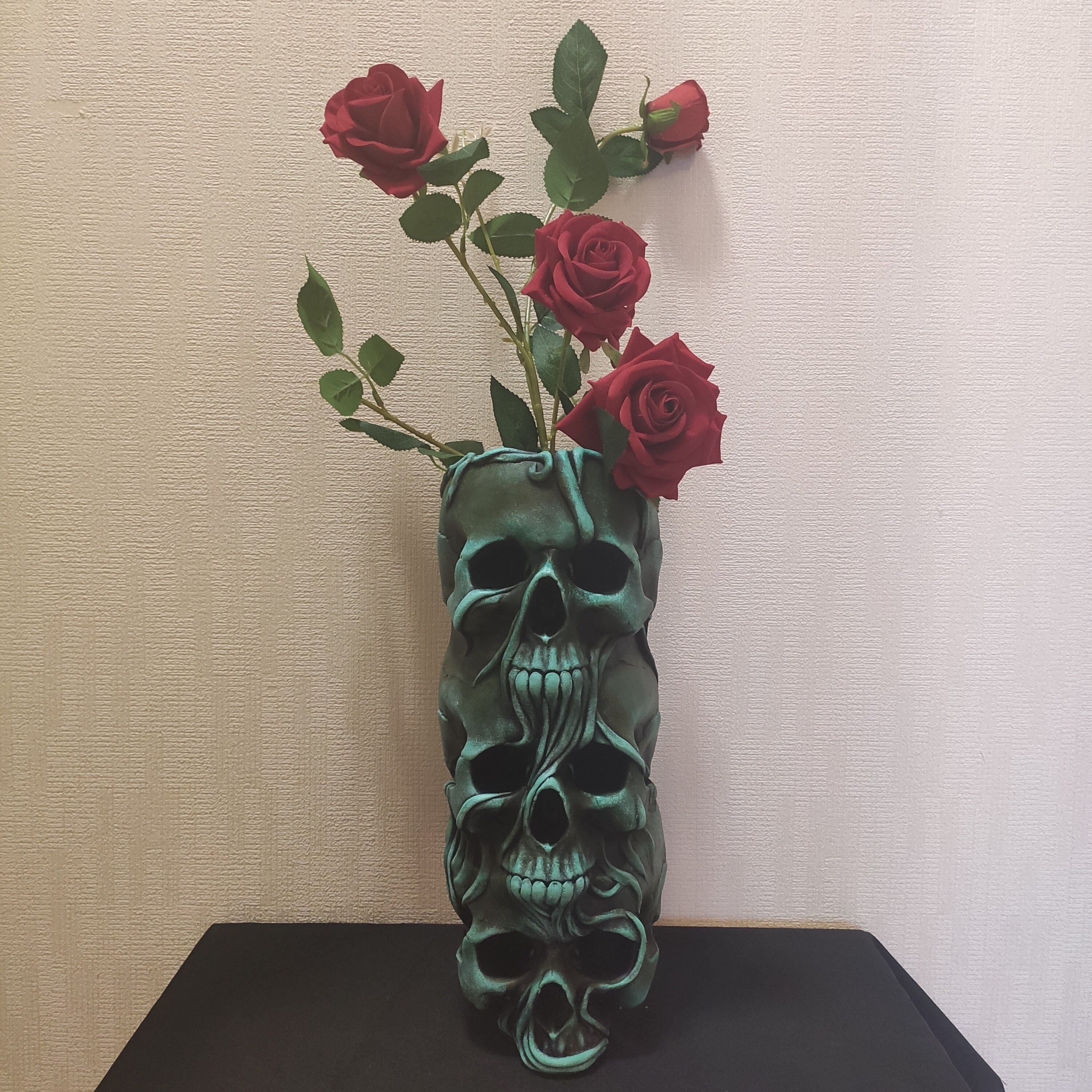 Skull Vase Bowl vase of three skulls full size skull green Etsy