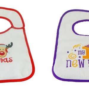 Baby&#39;s First Christmas and New Year Bibs - 2pk