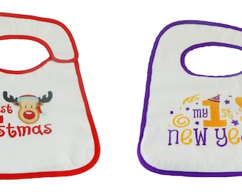 Baby's First Christmas and New Year Bibs - 2pk