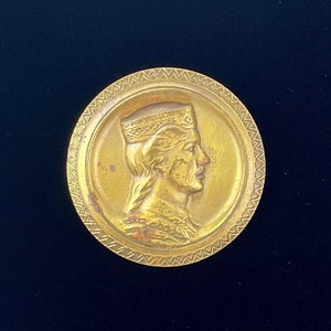 Antique Latvian 5 Lats Coin Brooch / Milda Coin Brooch / Symbol of Independence from WWII Soviets