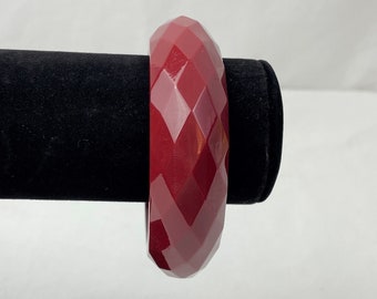 Matte Red Faceted Cuff Bracelet / Stackable Bracelet / Costume Jewelry