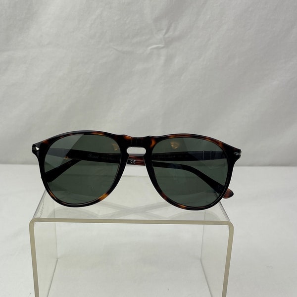 Persol PO9649-S Havana Frame with Green Lens Sunglasses / Aviator Style / Handmade in Italy