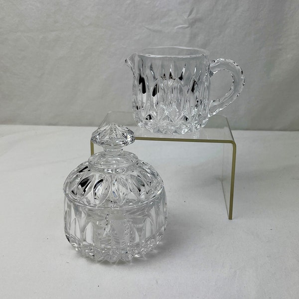 Vintage 1980s Gorham Crystal "Althea" Cut Glass Sugar and Creamer Set / Discontinued Gorham Crystal