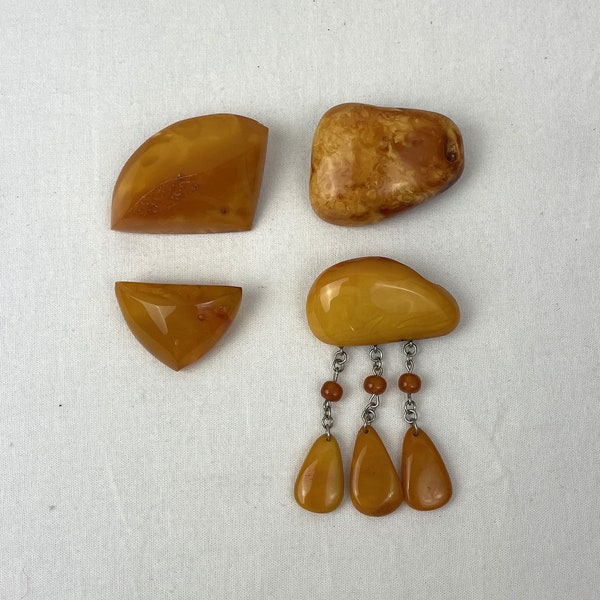 Latvian Amber Brooches / Freeform Baltic Amber / Polished Amber / Original Shape