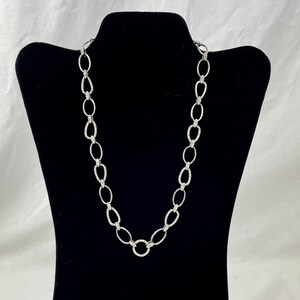Stainless Steel Crystal Pave Tear Drop Link Necklace / 20&quot; Necklace