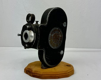 Vintage Victor Cine Expo-Meter Model 4 Movie Camera with Wooden Display Base