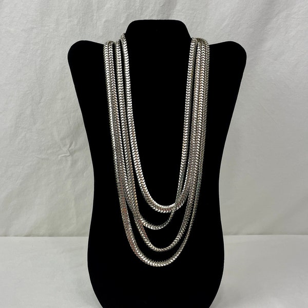 Graziano Multi-Chain Silver-Tone Necklace / 26" Necklace / Mess Necklace