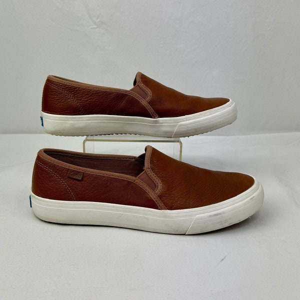 Keds Double Decker Slip-On Sneaker / Brown Leather Flats / Size 8