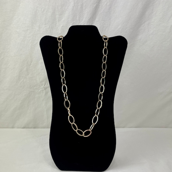 Graziano Gold-Toned Oval Link Necklace / 34" Necklace / Long Gold Necklace