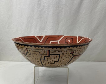 Vintage Shipibo-Conibo Polychrome Large Bowl / Peruvian Pottery / Painted Pottery