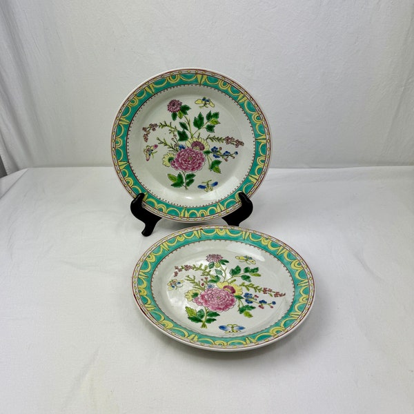 Antique Chinese Famille Rose Plate / Hand Painted Chinese Pottery